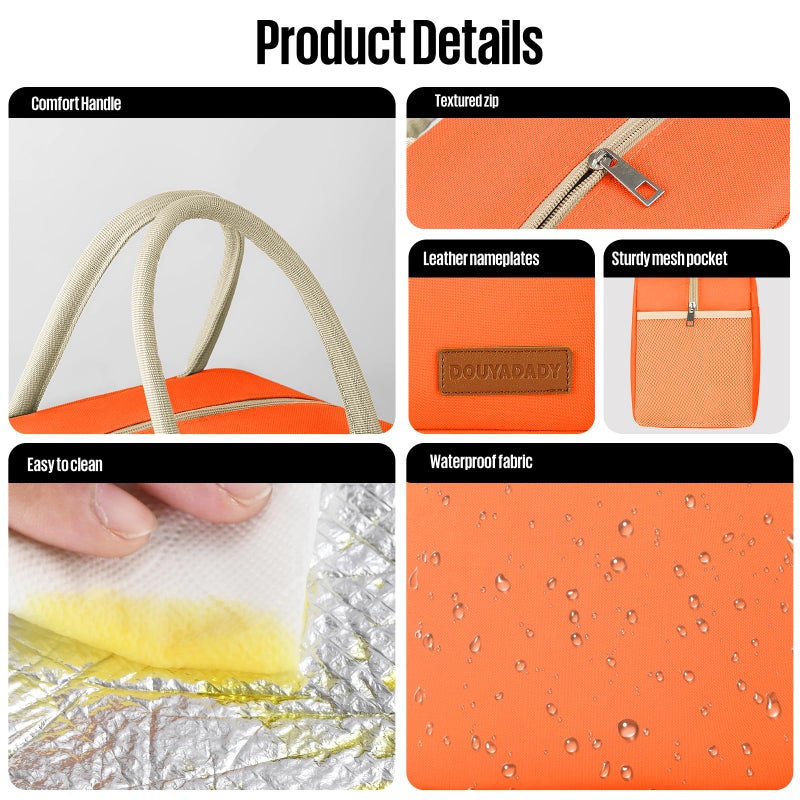 douyadady Lunch Bag Women/Men Lunch Box Women/Men (orange) - Image 4